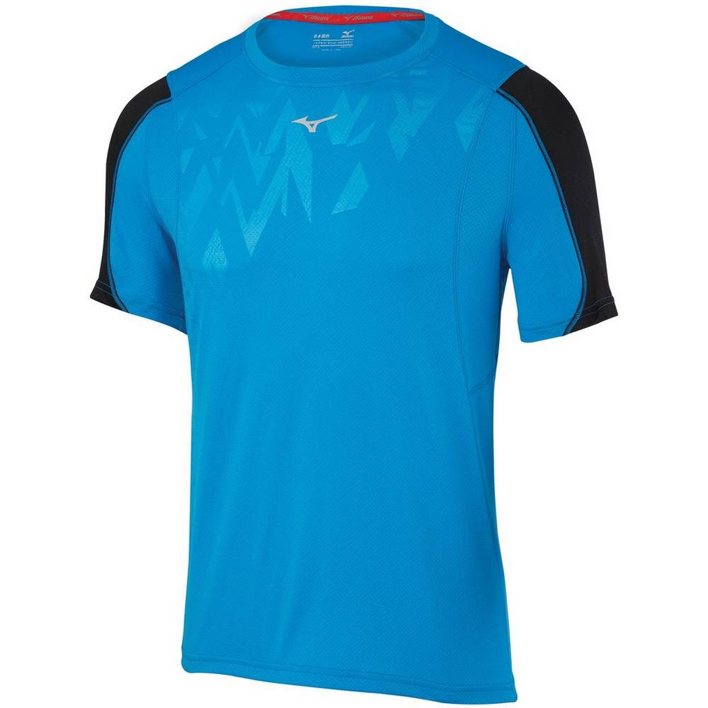 Mizuno Men's Alpha Vent Running T-Shirts Blue/Black (421654-JXV)